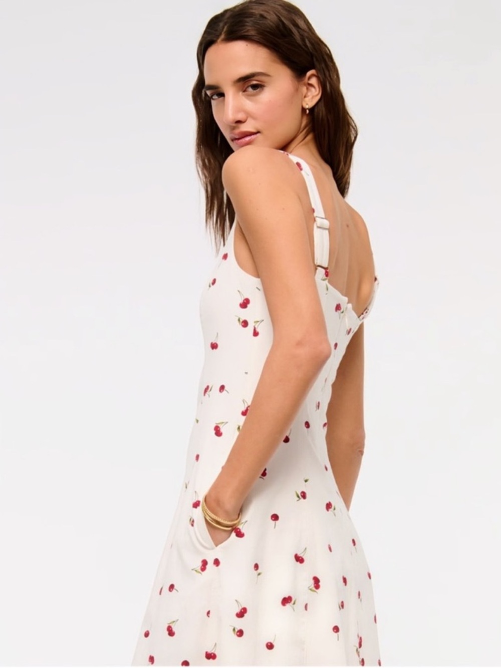 Abercrombie & Fitch Mila Stretch Midi Dress in Cherry Print ๐ size XXLP $110 - Picture 7 of 16